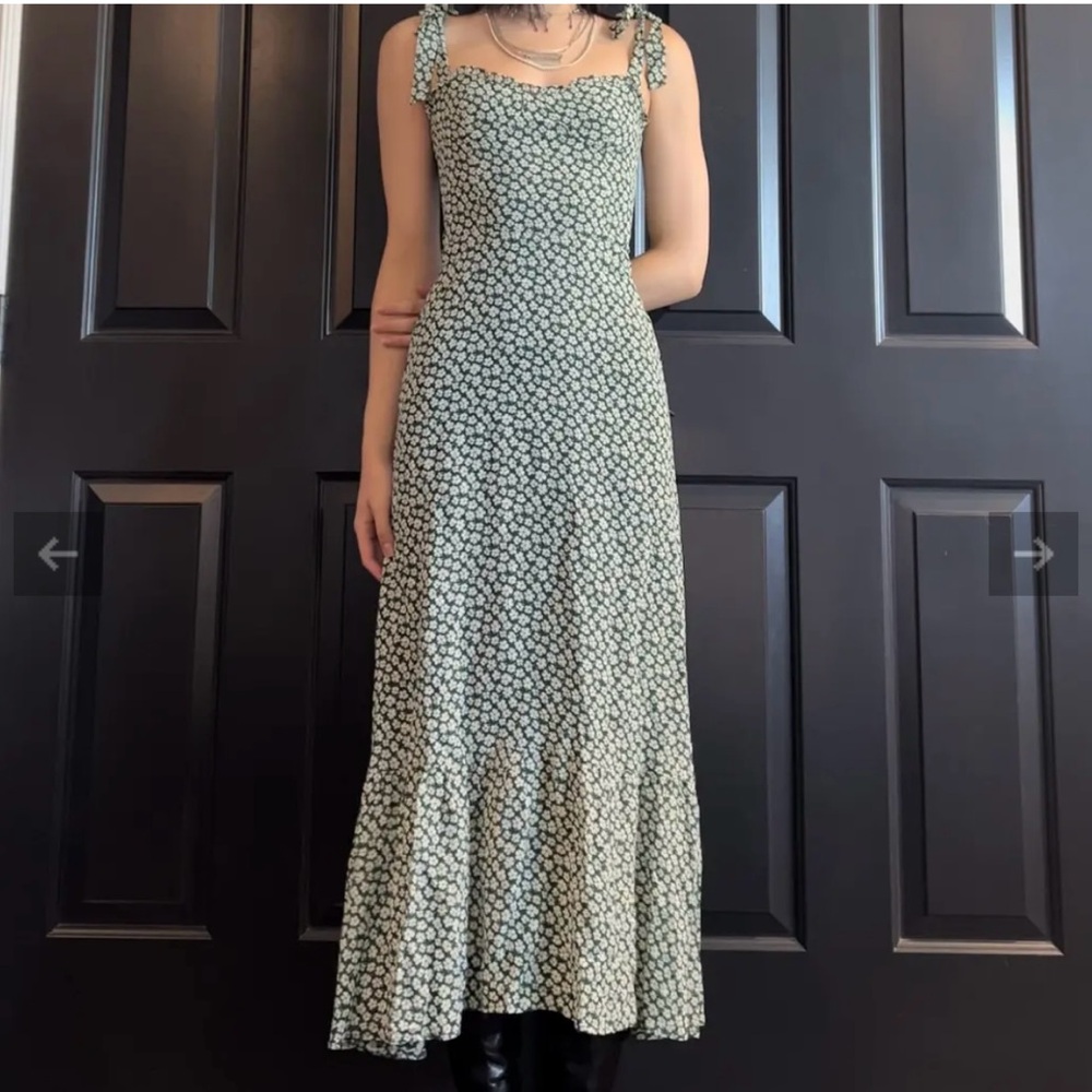 Reformation Nikita Green Tiered Maxi